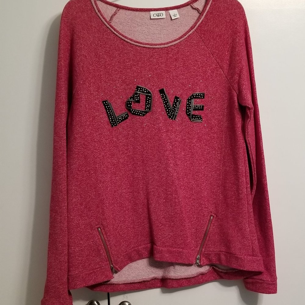 Cato red long sleeve knit shirt large